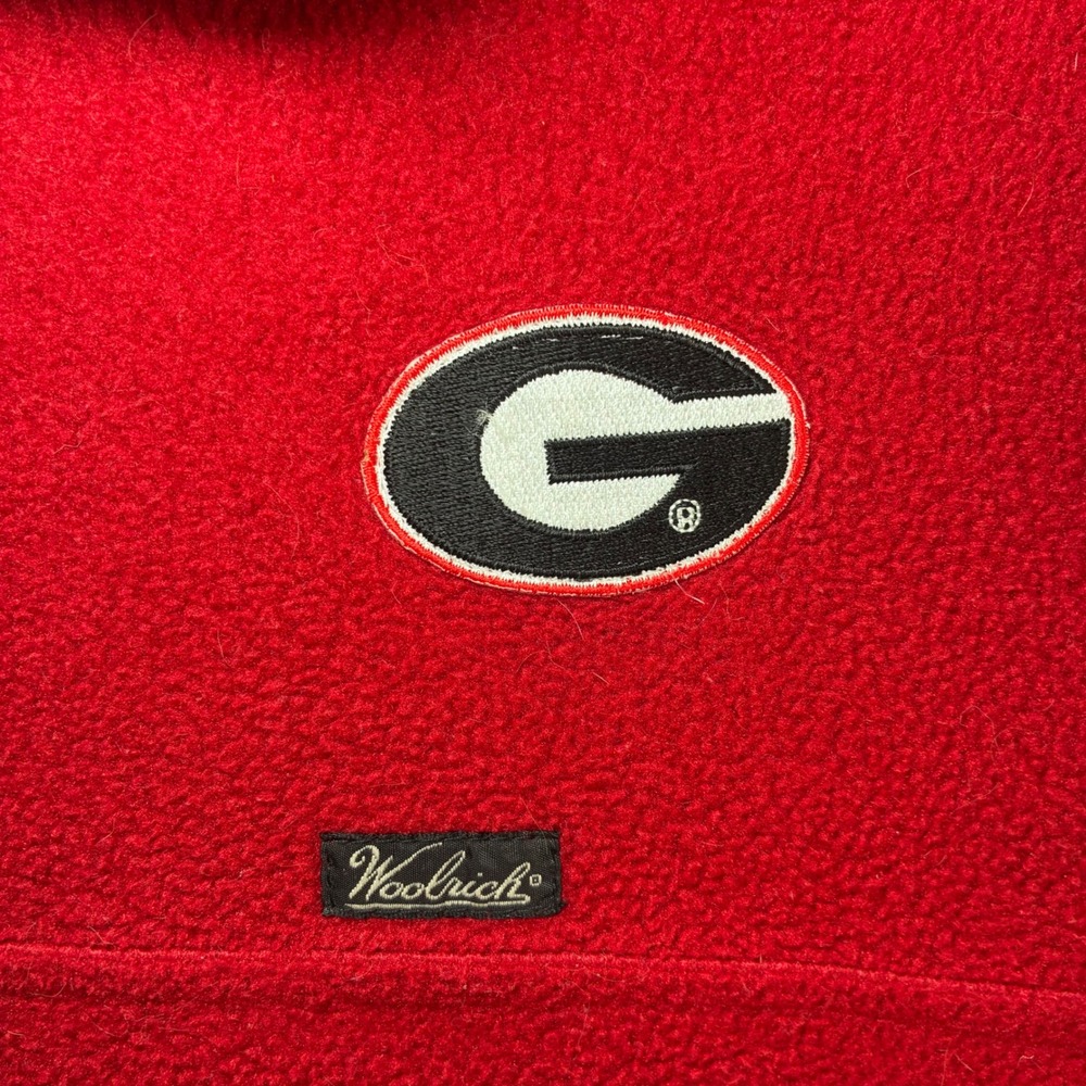 Woolrich University Georgia Fleece Pullover Men XL Red Polartec Quarter Snap Y2K - Picture 2 of 8